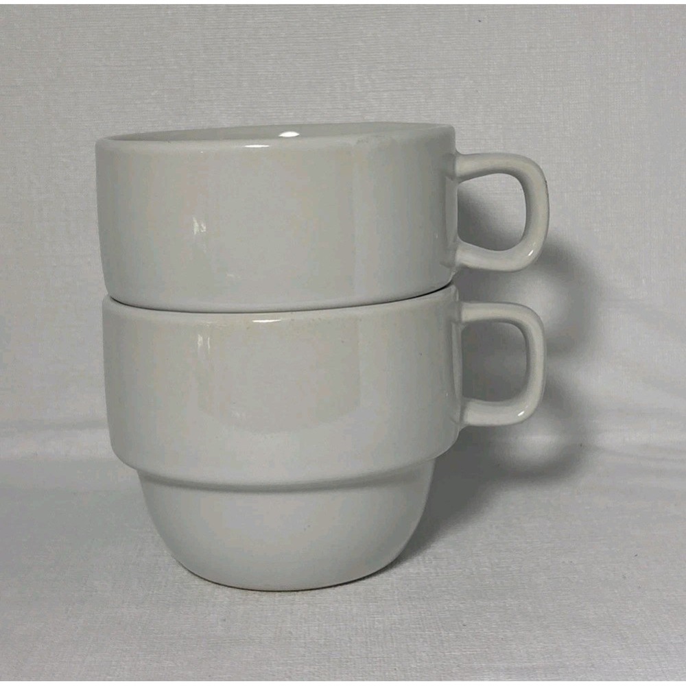 WORLD MARKET Espresso Mugs White Stackable 2 Pieces